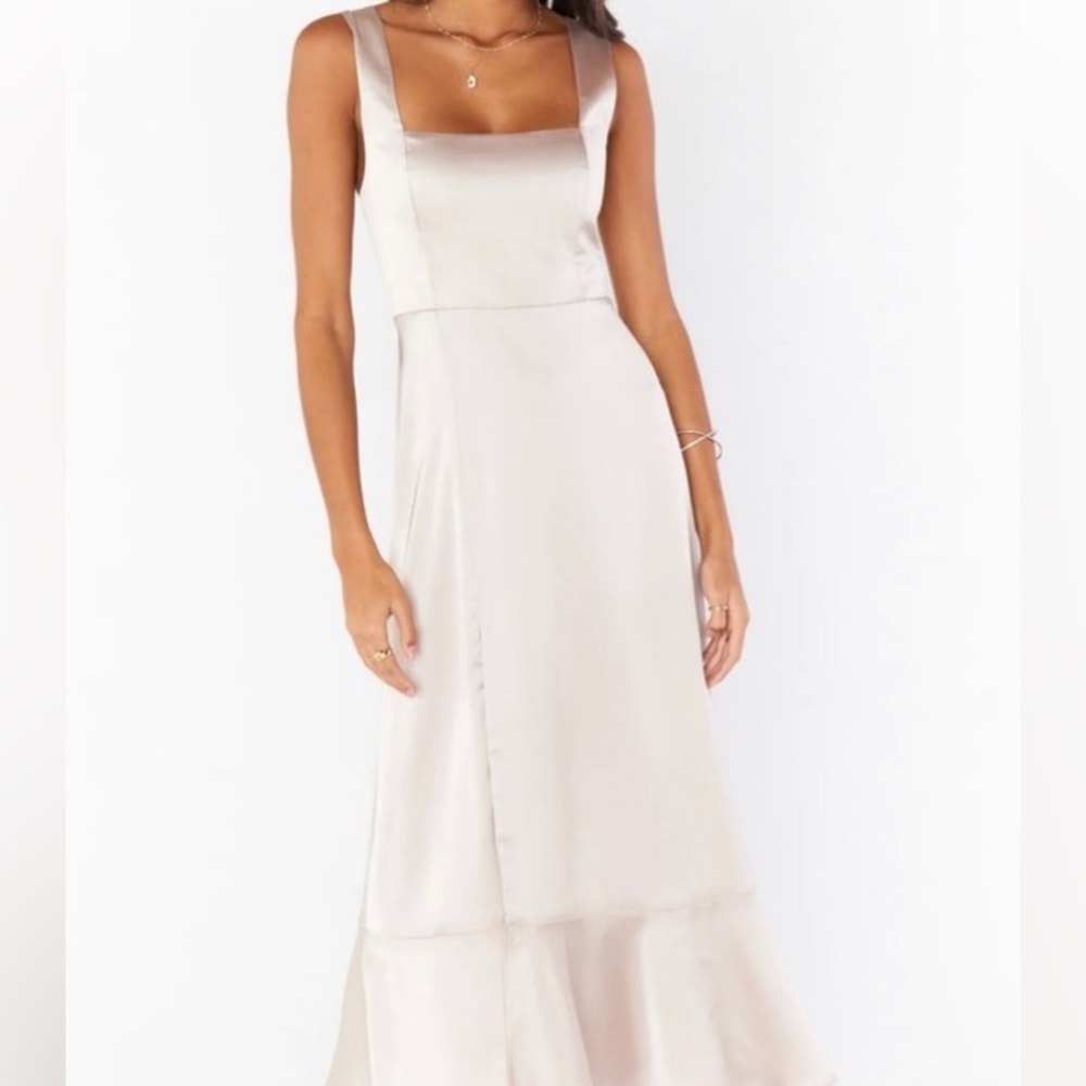 NWT SHOW ME YOUR MUMU CLAIRE SHOW ME THE RING LUXE SATIN MIDI DRESS